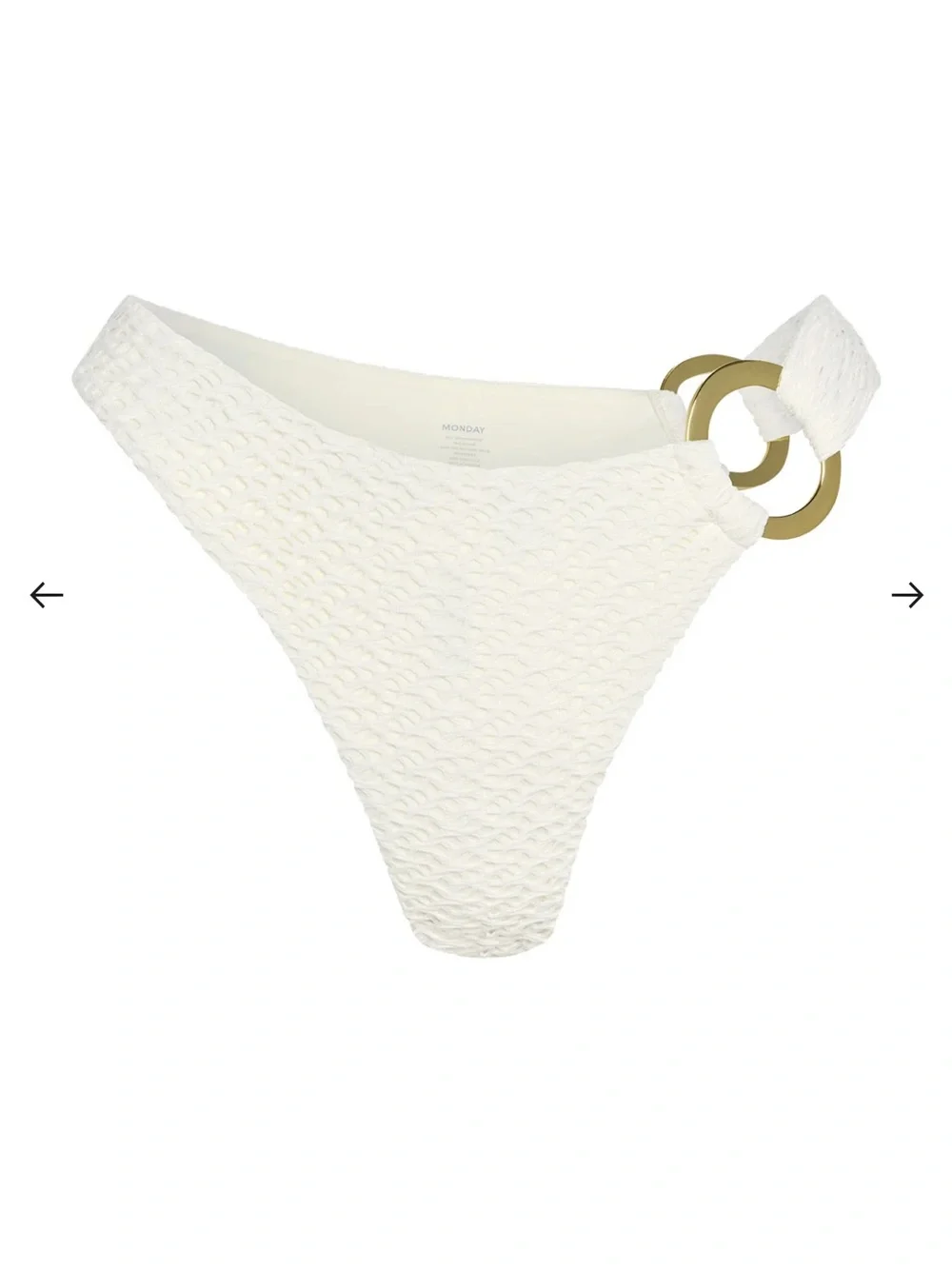 Monday Swimwear Cream Textured Ring-Side Bikini Bottoms New with tags